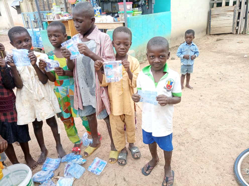 kids with plastic bags