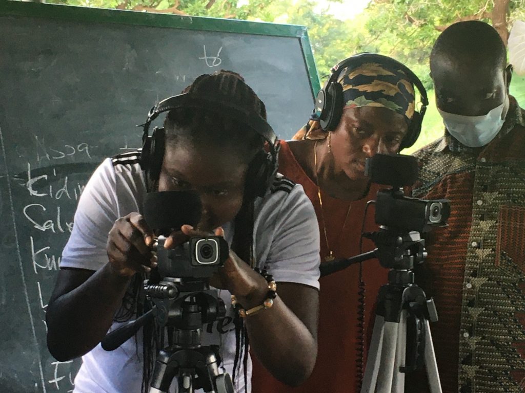 women learning to record
